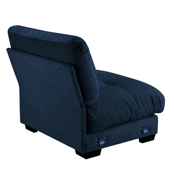 English Elm Milano Velvet Armless Sofa Plush Cloud Cushions Modular Living Room Lounge Seating Blue W714P293277