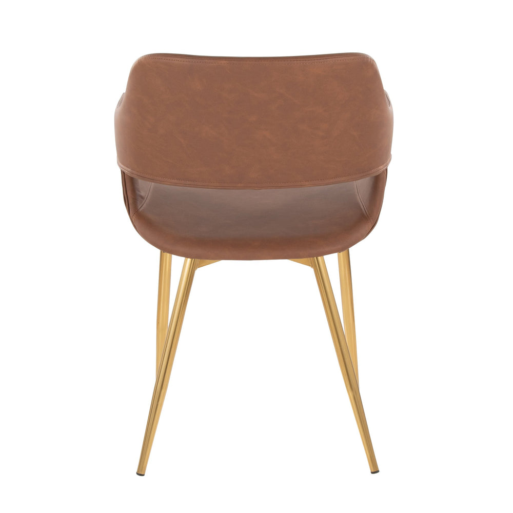 English Elm Margarite Contemporary Accent Chairs Set Of 2 In Brown Faux Leather With Gold Metal Legs - Chic Design B202S01274