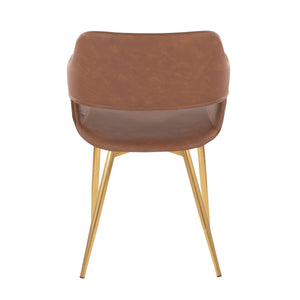 English Elm Margarite Contemporary Accent Chairs Set Of 2 In Brown Faux Leather With Gold Metal Legs - Chic Design B202S01274