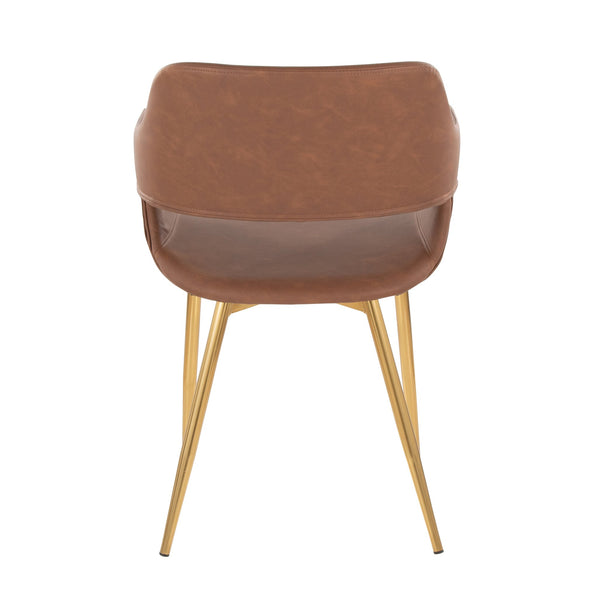 English Elm Margarite Contemporary Accent Chairs Set Of 2 In Brown Faux Leather With Gold Metal Legs - Chic Design B202S01274