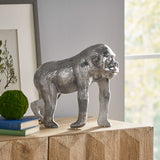 Christopher Knight Home® Handcrafted Aluminum Ape Figurine, Silver, Modern Nature Decor, 14 x 5.5 x 12.5