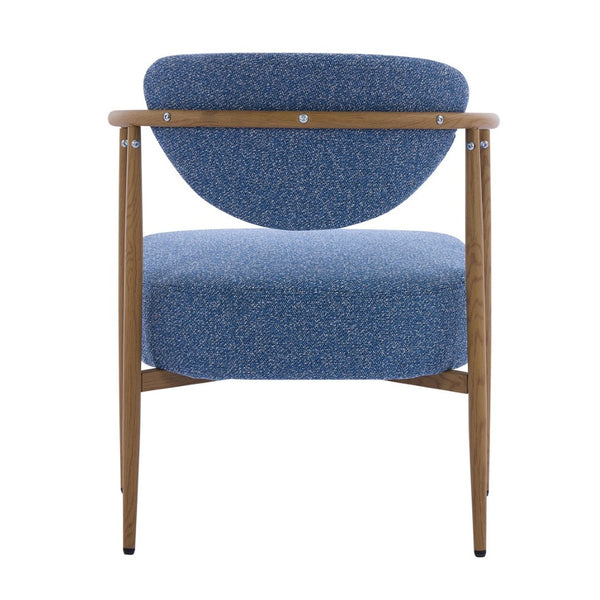 English Elm Beige Woven Fabric Dining Chair Set of Two with Wood Grain Iron Frame for Any Room W3149S00001
