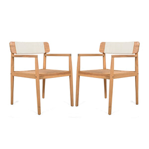 English Elm Christopher Knight Home® - 4-Piece Patio Furniture Set Braided Acacia Wood Dining Chairs with All-Weather Rope, Stylish Outdoor Seating Teak,White N770P269704W004