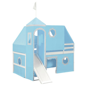 English Elm Twin Castle Loft Bed with Slide Tent Tower and Play Space for Kids Rooms Blue N708P249511C