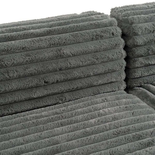 English Elm 110" Cloud Sectional Sofa Upholstered with Ultra-Soft Faux Rabbit Fur, Modular L-Shape Comfort and Easy Care Dark Gray N719S001820R