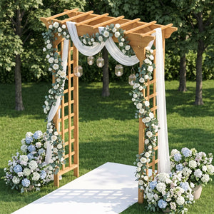 English Elm Wooden Garden Arch Solid Frame Backyard Trellis for Climbing Plants Wedding Ceremony W2640P225585