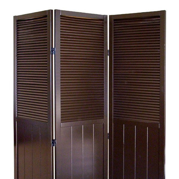 English Elm 70" Tall 3-Panel Screen Room Divider - Stylish "Shutter Door" Design In Espresso For Any Space B072115976