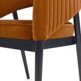 English Elm Mirah Modern Open Barrel Dining Chair, Burnt Orange Performance Velvet