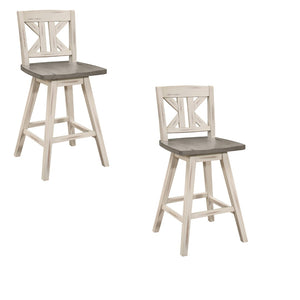 English Elm Ati Swivel Barstools Set of 2 Solid Rubberwood X Back Farmhouse Kitchen Seating B056P416898