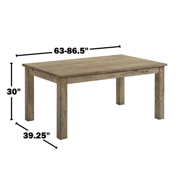 English Elm 87-inch Solid Rubberwood Extendable Farmhouse Dining Table Seats Eight in Warm Oak B016P446376