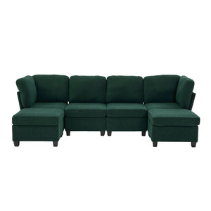 English Elm UNITED Modular 6-Seat Sectional Sofa with Removable Ottoman, Storage Compartments, Convertible Comfort Emerald W1568S00244