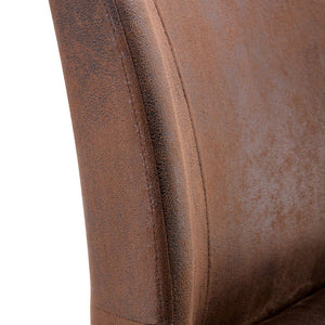 English Elm A set of two brown chairs with suede cushions and black metal legs, compact modern dining stools for cozy spaces W1151P144808