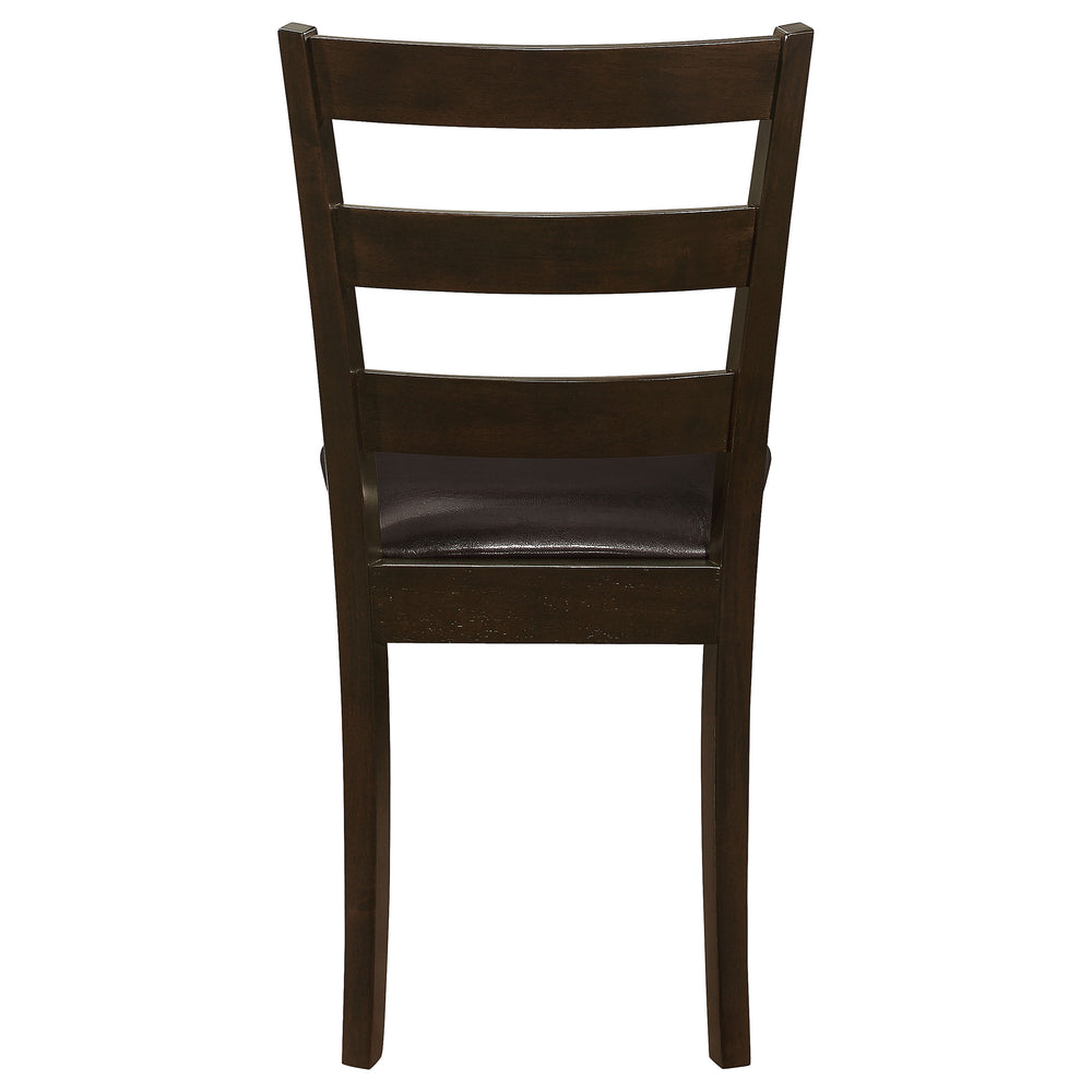 English Elm Arvin Cappuccino 5 Piece Dining Set with Bench, Tapered Legs, Faux Leather Seats, Modern Oak Finish B062P337752