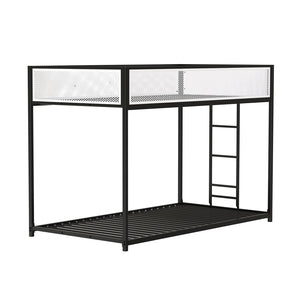 English Elm Contemporary Twin-Over-Full Metal Bunk Bed with Attached Ladder, Durable Industrial Frame, Guest-Ready Design Matte Black,Matte White 83 L x 15 W x 5 H B2741P391251