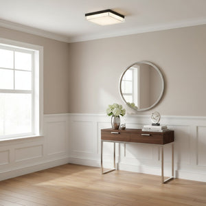 English Elm 11-inch Matte Led Flush Mount Ceiling Light Dimmable Frosted Diffuser Modern Low Profile Black B370P398964