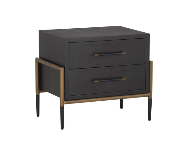 Sunpan Weldrick Nightstand - Elegant Acacia Wood Design with Soft Closing Drawers and Stylish Metal Accents Espresso