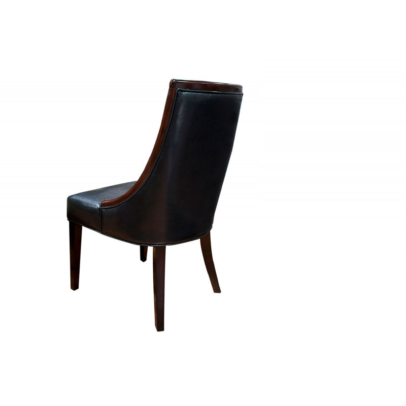 English Elm Faux Tufted Dining Chair Set of 2 - Black Faux Leather Seats, Espresso Wood Trim, Sturdy Traditional Design B011P357279