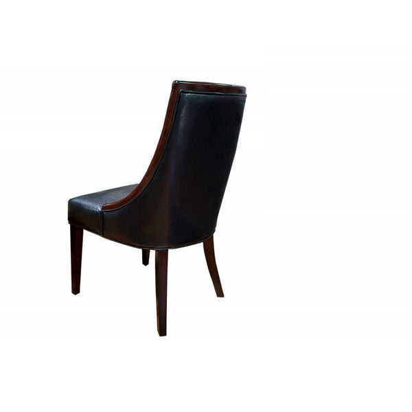 English Elm Faux Tufted Dining Chair Set of 2 - Black Faux Leather Seats, Espresso Wood Trim, Sturdy Traditional Design B011P357279