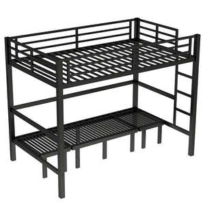 English Elm Twin Xl Solid Pine Loft Bed with Built-in Led Lighting and Storage Shelves W1580S00503