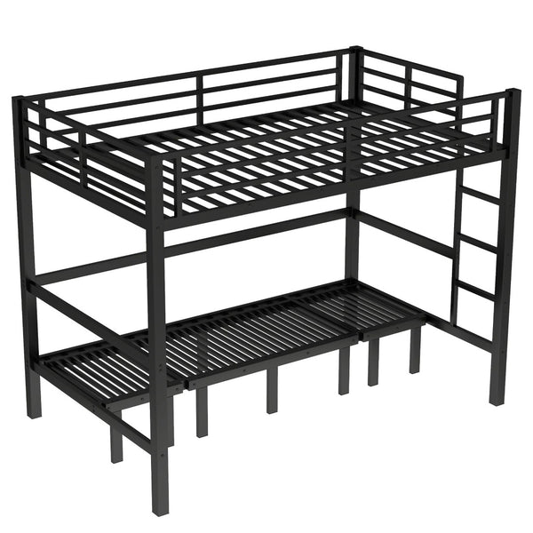 English Elm Twin Xl Solid Pine Loft Bed with Built-in Led Lighting and Storage Shelves W1580S00503
