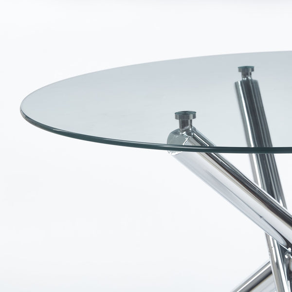 English Elm 1+4,5Pieces Modern Mid-Century Dining Set For 4-6 People With Glass Top & Metal Legs - Versatile Style W234S00115