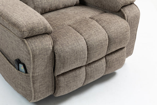 English Elm Oversized Power Lift Recliner Chair with Massage Heating and Usb Charging for Living Room Taupe W547S00072