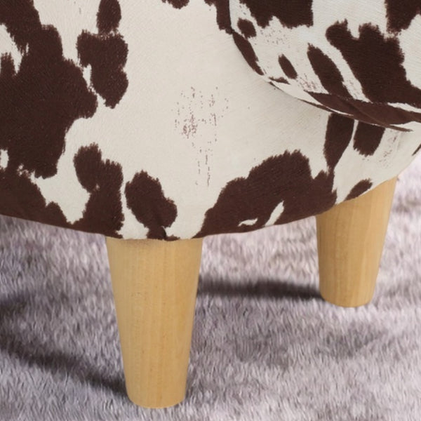 English Elm Christopher Knight Home® - Animal Cow Ottoman with Velvet Horns and Birch Legs — Whimsical Fabric Footstool for Cozy Décor Brown+White 61391.00
