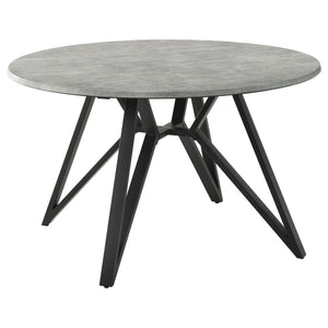 English Elm Royceton Concrete Round Dining Table with Black Iron Legs, 50" Urban Industrial Modern Elegance B062S00861