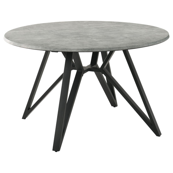 English Elm Royceton Concrete Round Dining Table with Black Iron Legs, 50" Urban Industrial Modern Elegance B062S00861