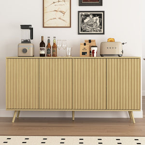 English Elm Sideboard Walnut Credenza with Hexagonal Doors and Adjustable Shelves for Dining Areas W409P327407