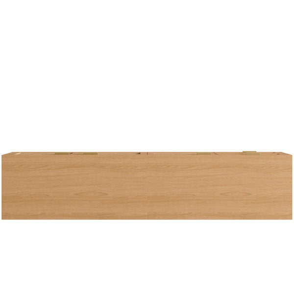 English Elm 70inch Rattan Door Media Console with Pine Legs and Cable Management for Living Room N710P365047P