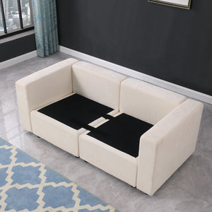 English Elm 68.5" Modular Loveseat Sofa With Ottoman - Versatile Chenille Couch For Small Spaces & Apartments W1123S00043