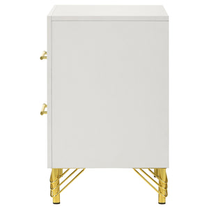English Elm Chesney White 2-Drawer Nightstand with Gold Trim Chic Glam Bedside Table Modern Storage Accent B062P299930