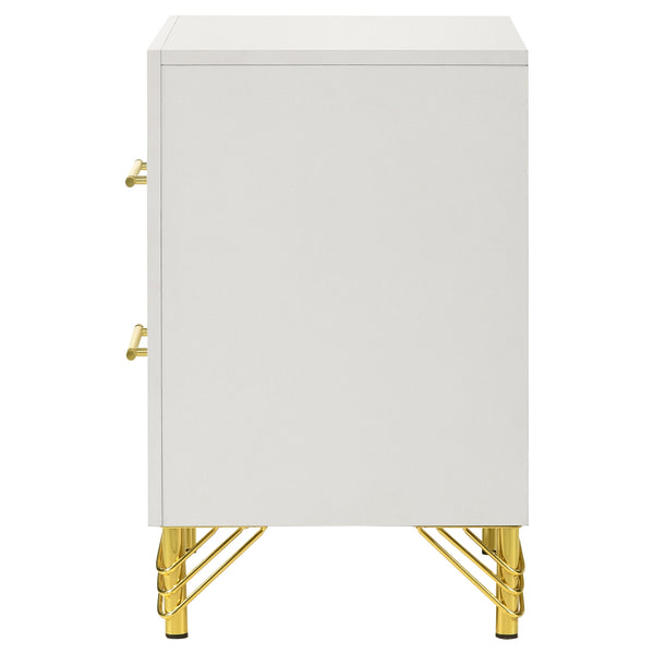English Elm Chesney White 2-Drawer Nightstand with Gold Trim Chic Glam Bedside Table Modern Storage Accent B062P299930