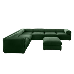 English Elm Large Modular Sectional Sofa with Chenille Comfort, Cylindrical Support, Storage & Easy Assembly Green W714S01066