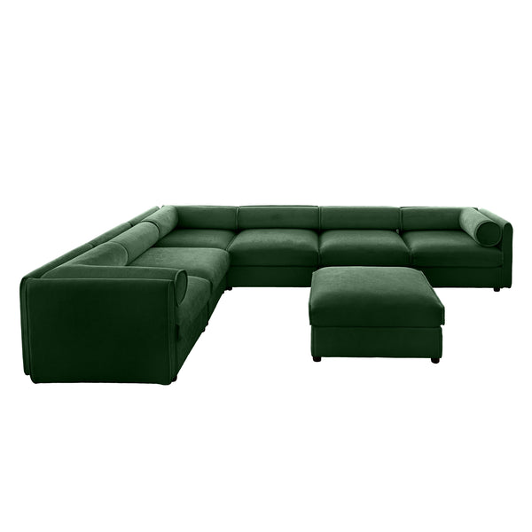 English Elm Large Modular Sectional Sofa with Chenille Comfort, Cylindrical Support, Storage & Easy Assembly Green W714S01066
