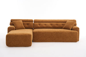 English Elm LY-029B Modern Convertible Chaise Sectional Sofa — Orange 3-Seater Modular L-Sofa, Plush Foam Comfort W2231S00026