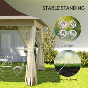 English Elm Adjustable Pop up Gazebo with Mesh Walls Oxford Fabric Canopy for Patio Garden T3971P426996
