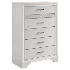 English Elm Annie Glam White Full Storage Bedroom Set with Crystal Pulls and Glitter Accents White B062S01603