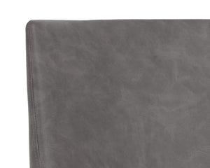 Sunpan Bernadette Dining Armchair – Elegant Design with Antique Brass Frame and Durable Faux Leather Upholstery Kendall Grey