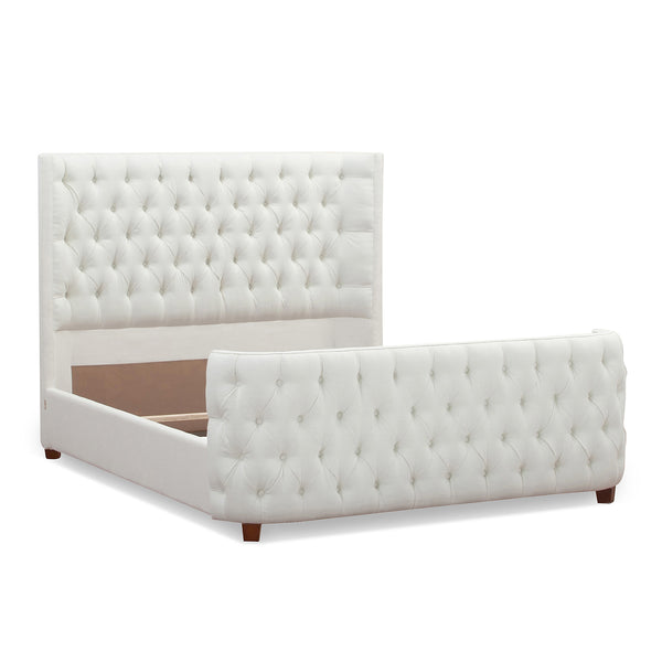 English Elm Jennifer Taylor Home - Brooklyn Elegant Tufted Bed Set In Antique White - Wingback Design For Luxurious Bedroom Retreat B2719P238196