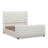 English Elm Brooklyn Queen Tufted Panel Bed Headboard and Footboard Set, Antique White Polyester