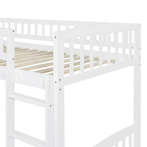 English Elm Twin Loft Bed with Built in Slide Ladder Pine Wood Frame Kids Bedroom White N708P242135K