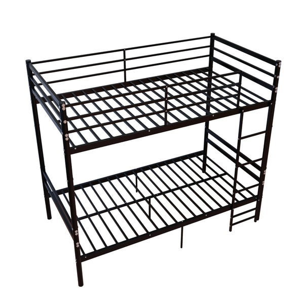 English Elm Bunk Bed Twin Over Heavy Duty Iron Frame with Guardrail for Teens and Adults W3752P464082