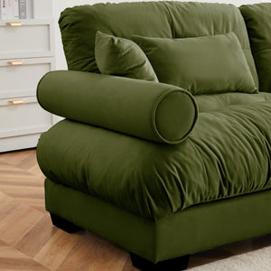 English Elm Milano Velvet Sectional Sofa Module with Bolster Arms and Cloud Cushions for Living W714P293263