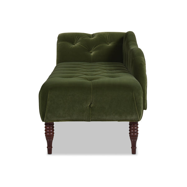 English Elm Jennifer Taylor Home - Samuel Tufted Roll Arm Chaise Lounge in Lux Velvet Upholstery with Kiln-Dried Hardwood Frame and Plush Support Olive Green B2719P238293
