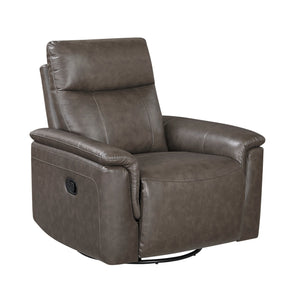 English Elm Luxury Premium Leather Recliner with 360° Swivel, Gentle Glide, High-Density Foam & Pocket Coils Dark Brown 36 L x 30.5 W x 26 H B011P395828