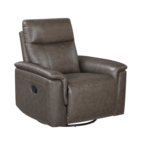 English Elm Luxury Premium Leather Recliner with 360° Swivel, Gentle Glide, High-Density Foam & Pocket Coils Dark Brown 36 L x 30.5 W x 26 H B011P395828