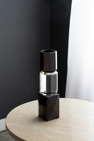 English Elm 2.4X2.4X9.4" Black And Clear Tealight Candle Holder Set – Modern Ambiance For Home & Events, 6Ea/Ctn W2078P390745