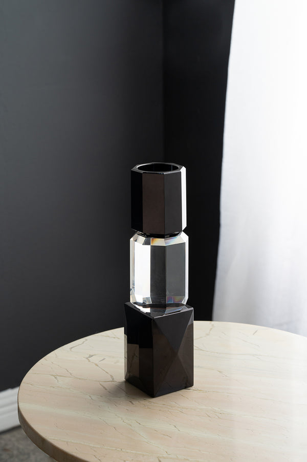 English Elm 2.4X2.4X9.4" Black And Clear Tealight Candle Holder Set – Modern Ambiance For Home & Events, 6Ea/Ctn W2078P390745